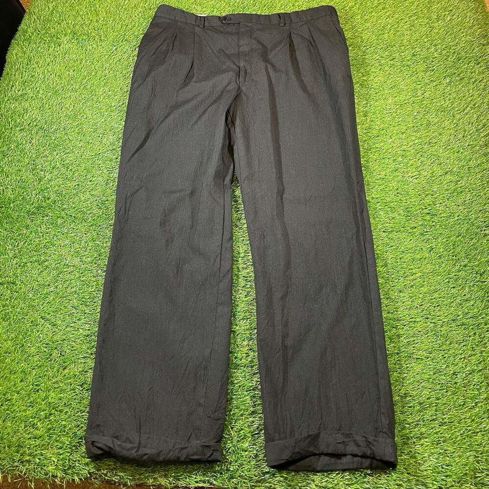 Giordano Made in Italy Pure New Wool Pleated Cuffed Dress Pants Black